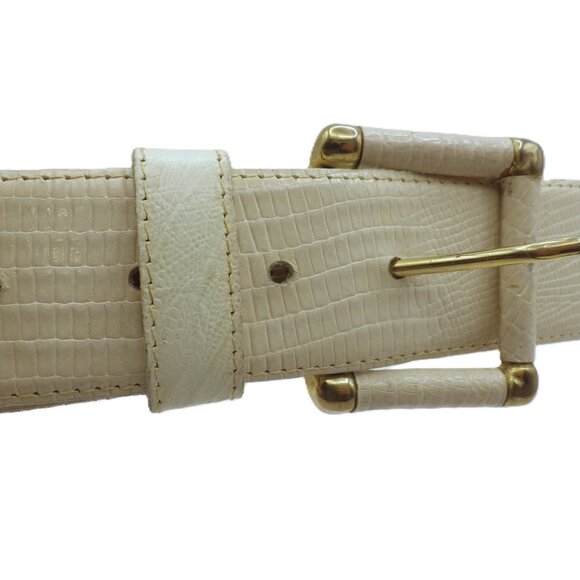 Vintage Gay Boyer White Leather Belt/ 32/ Medium main image 5